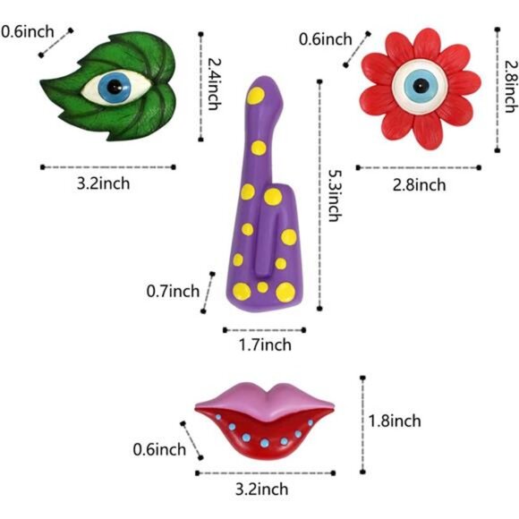 Tree Faces Decor Outdoor, Funny Tree Faces Sculpture, Colorful Fence Decorations - Picture 6 of 7